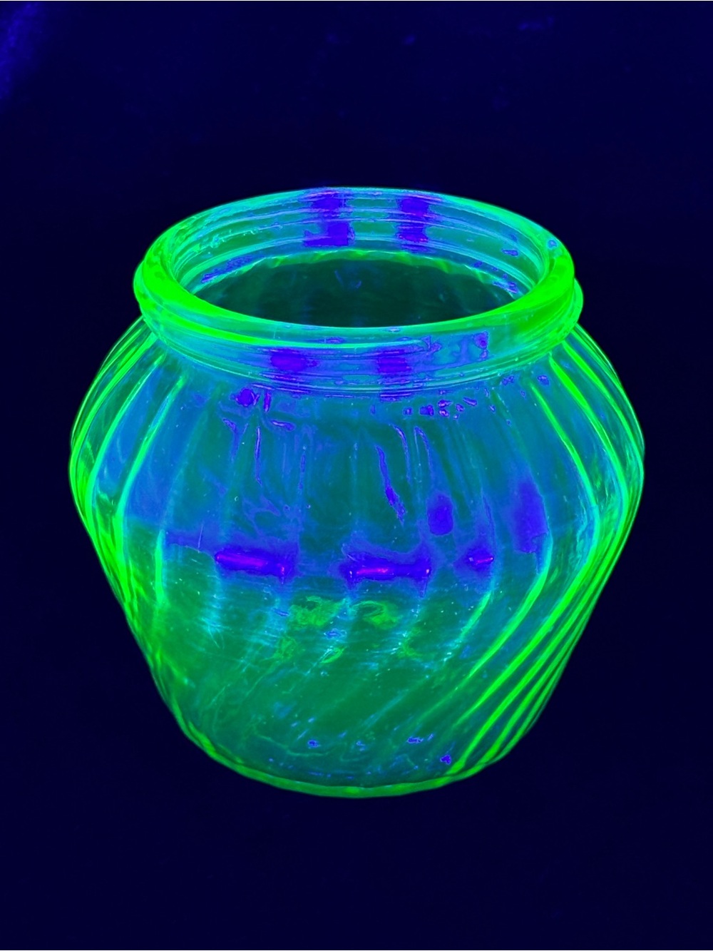 Vintage Uranium Glass Jar No Lid